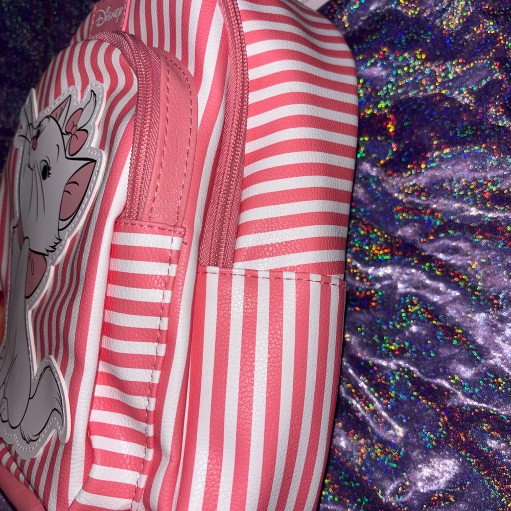 Kids Disney Marie Aristocats Pink Striped Mini Backpack